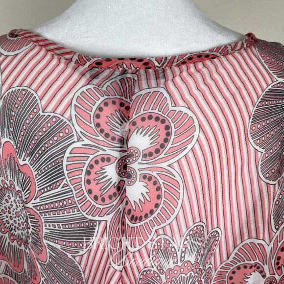Rare Pink Silk Floral Top ALT ASO Lorelai Gilmore Girls Patterned V-Neck Y2K VTG - Picture 14 of 15